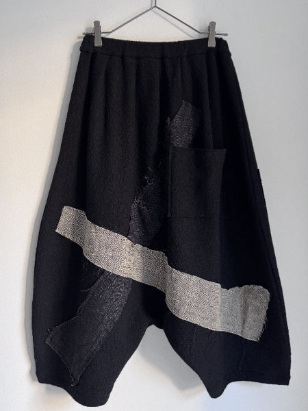 パッチサルエルパンツ（ブラックＡ）